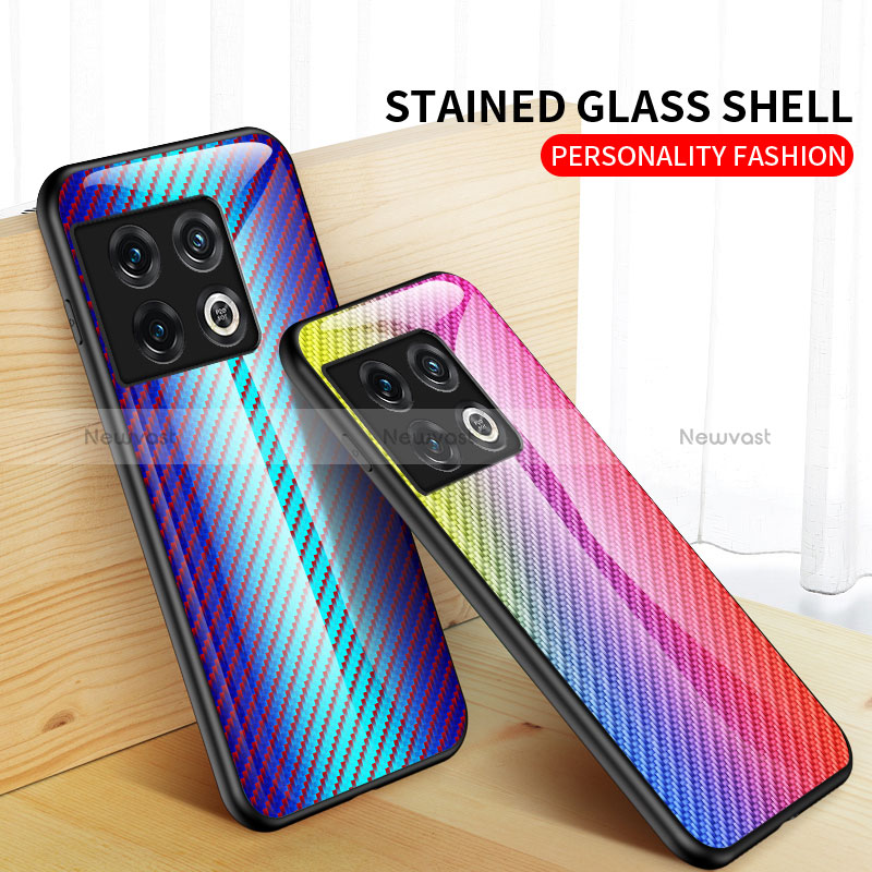 Silicone Frame Mirror Rainbow Gradient Case Cover LS2 for OnePlus 10 Pro 5G