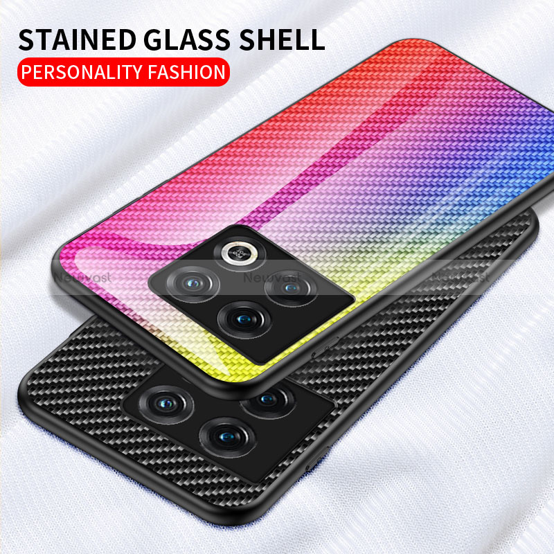 Silicone Frame Mirror Rainbow Gradient Case Cover LS2 for OnePlus 10 Pro 5G