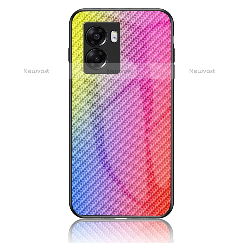 Silicone Frame Mirror Rainbow Gradient Case Cover LS2 for OnePlus Nord N300 5G