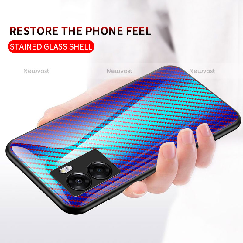 Silicone Frame Mirror Rainbow Gradient Case Cover LS2 for OnePlus Nord N300 5G