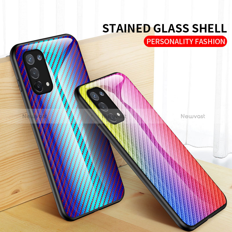 Silicone Frame Mirror Rainbow Gradient Case Cover LS2 for Oppo A95 4G