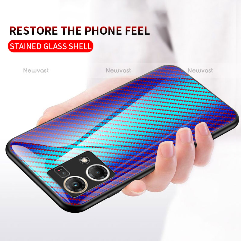 Silicone Frame Mirror Rainbow Gradient Case Cover LS2 for Oppo F21s Pro 4G