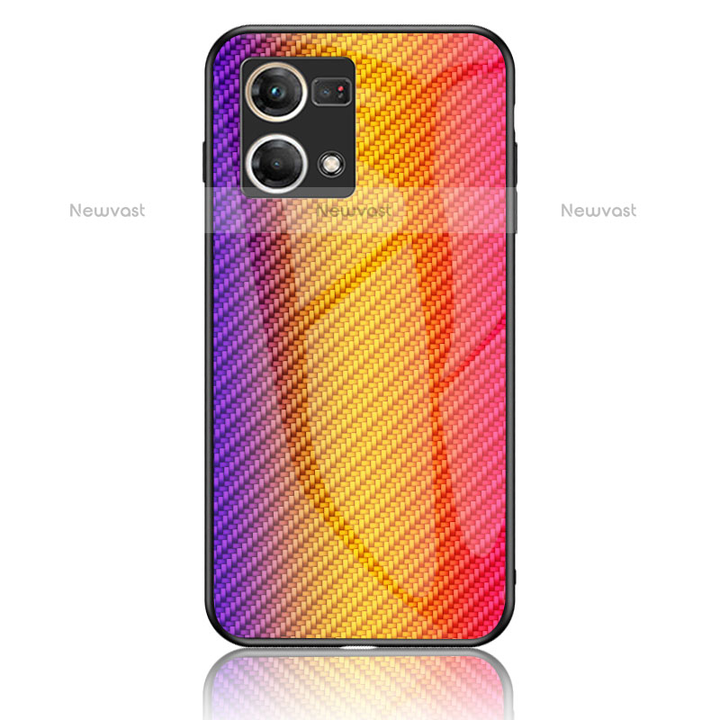 Silicone Frame Mirror Rainbow Gradient Case Cover LS2 for Oppo F21s Pro 4G Orange