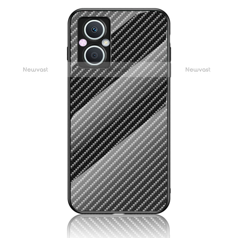 Silicone Frame Mirror Rainbow Gradient Case Cover LS2 for Oppo F21s Pro 5G Black
