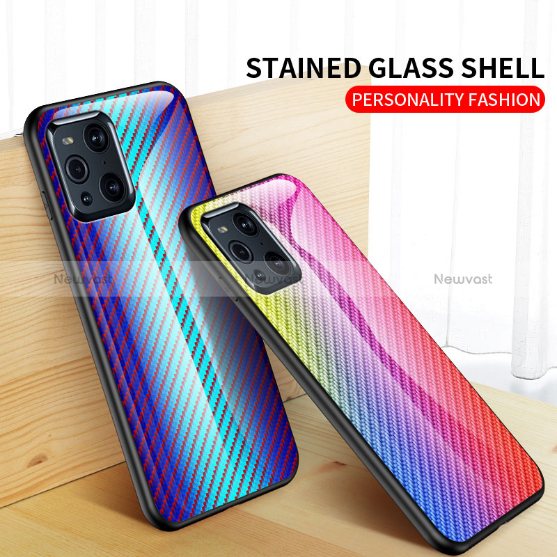 Silicone Frame Mirror Rainbow Gradient Case Cover LS2 for Oppo Find X3 5G