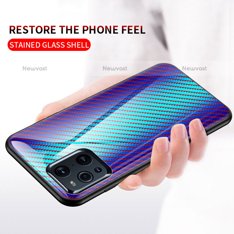 Silicone Frame Mirror Rainbow Gradient Case Cover LS2 for Oppo Find X3 Pro 5G