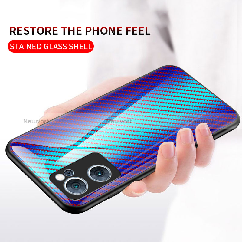 Silicone Frame Mirror Rainbow Gradient Case Cover LS2 for Oppo Reno7 5G