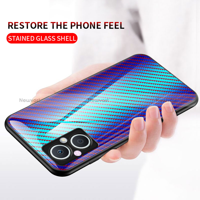 Silicone Frame Mirror Rainbow Gradient Case Cover LS2 for Oppo Reno7 Lite 5G