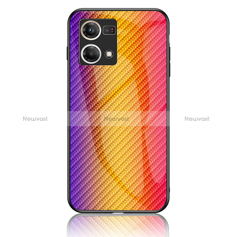 Silicone Frame Mirror Rainbow Gradient Case Cover LS2 for Oppo Reno8 4G