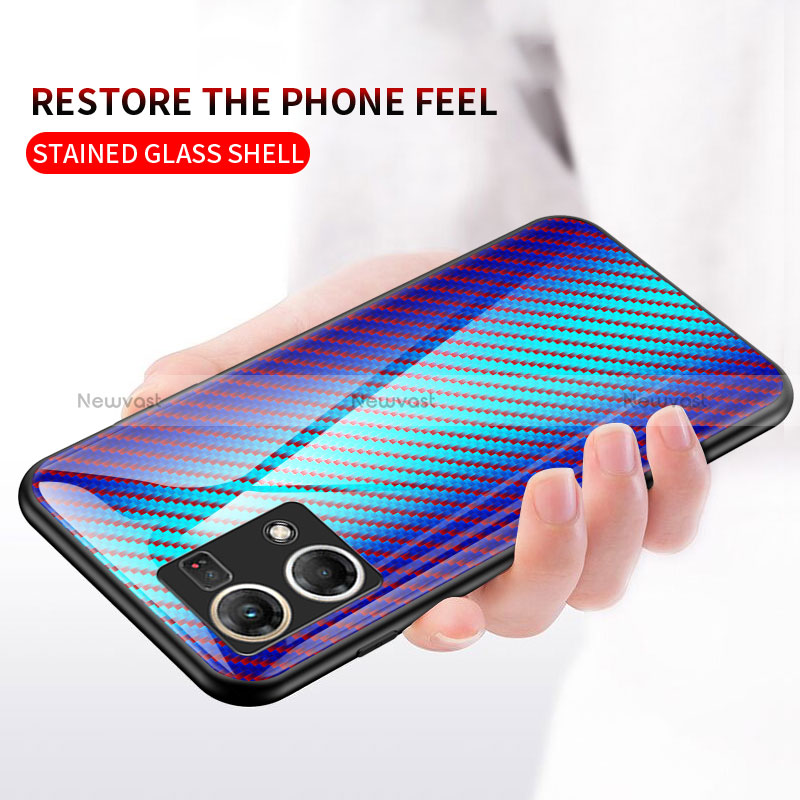 Silicone Frame Mirror Rainbow Gradient Case Cover LS2 for Oppo Reno8 4G