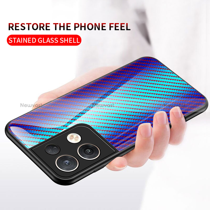 Silicone Frame Mirror Rainbow Gradient Case Cover LS2 for Oppo Reno8 Pro+ Plus 5G