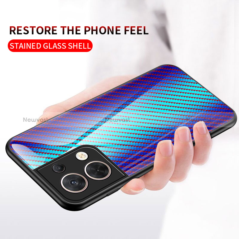 Silicone Frame Mirror Rainbow Gradient Case Cover LS2 for Oppo Reno9 Pro 5G
