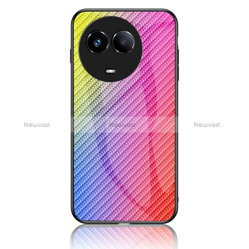 Silicone Frame Mirror Rainbow Gradient Case Cover LS2 for Realme 11 5G