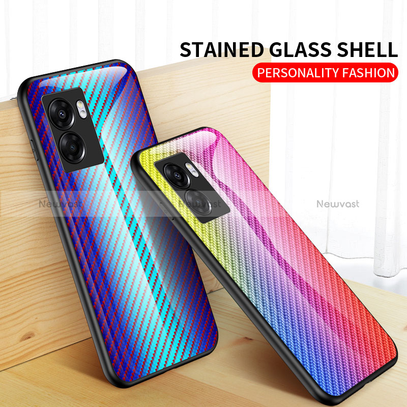 Silicone Frame Mirror Rainbow Gradient Case Cover LS2 for Realme V23 5G
