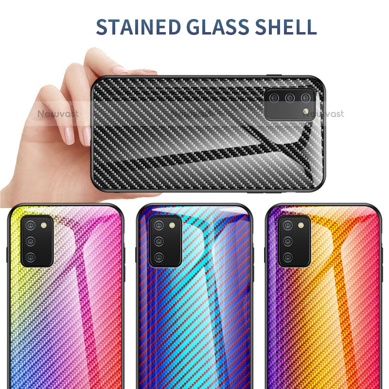 Silicone Frame Mirror Rainbow Gradient Case Cover LS2 for Samsung Galaxy A02s