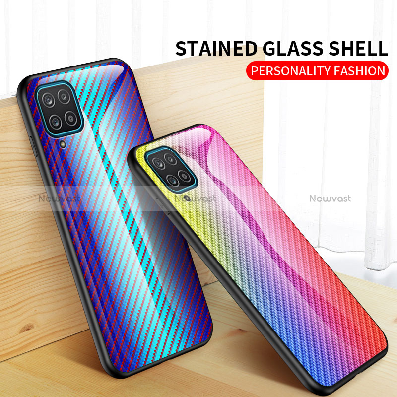 Silicone Frame Mirror Rainbow Gradient Case Cover LS2 for Samsung Galaxy A12 Nacho