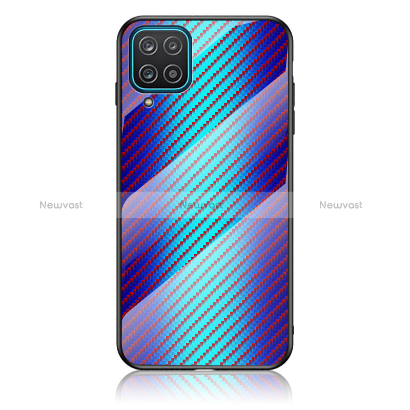Silicone Frame Mirror Rainbow Gradient Case Cover LS2 for Samsung Galaxy A12 Nacho Blue