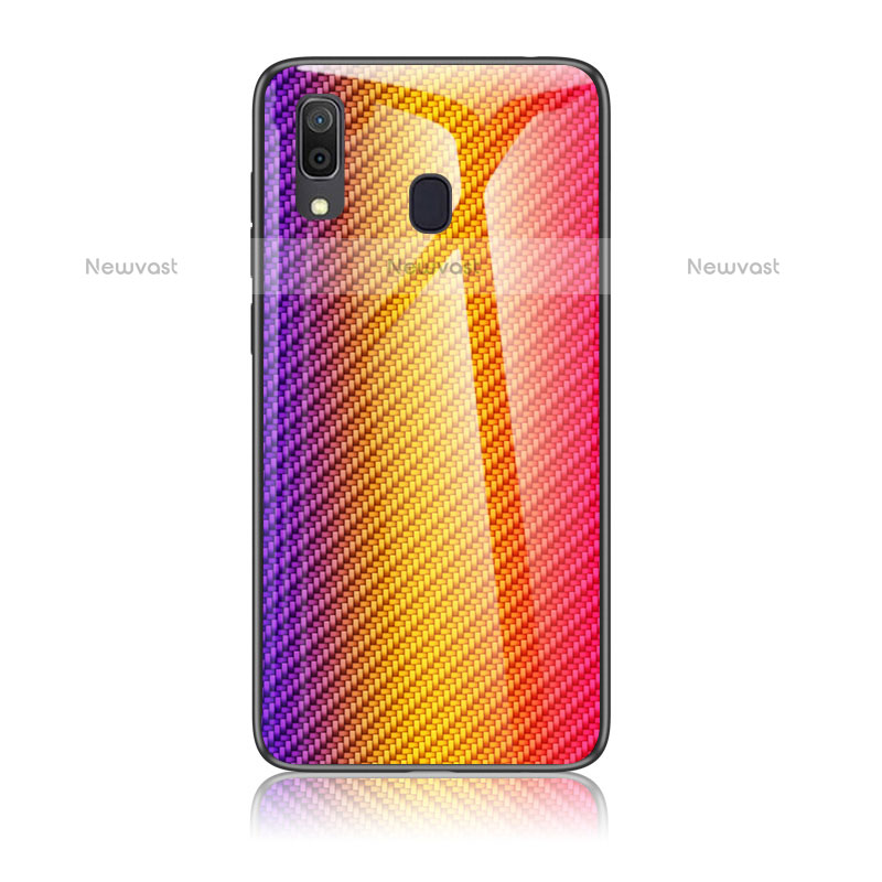 Silicone Frame Mirror Rainbow Gradient Case Cover LS2 for Samsung Galaxy A20 Orange