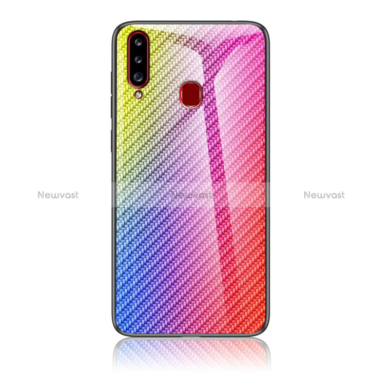 Silicone Frame Mirror Rainbow Gradient Case Cover LS2 for Samsung Galaxy A20s
