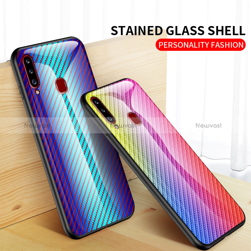 Silicone Frame Mirror Rainbow Gradient Case Cover LS2 for Samsung Galaxy A20s