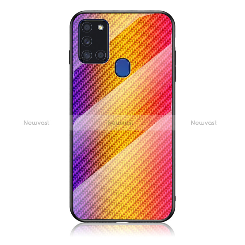 Silicone Frame Mirror Rainbow Gradient Case Cover LS2 for Samsung Galaxy A21s