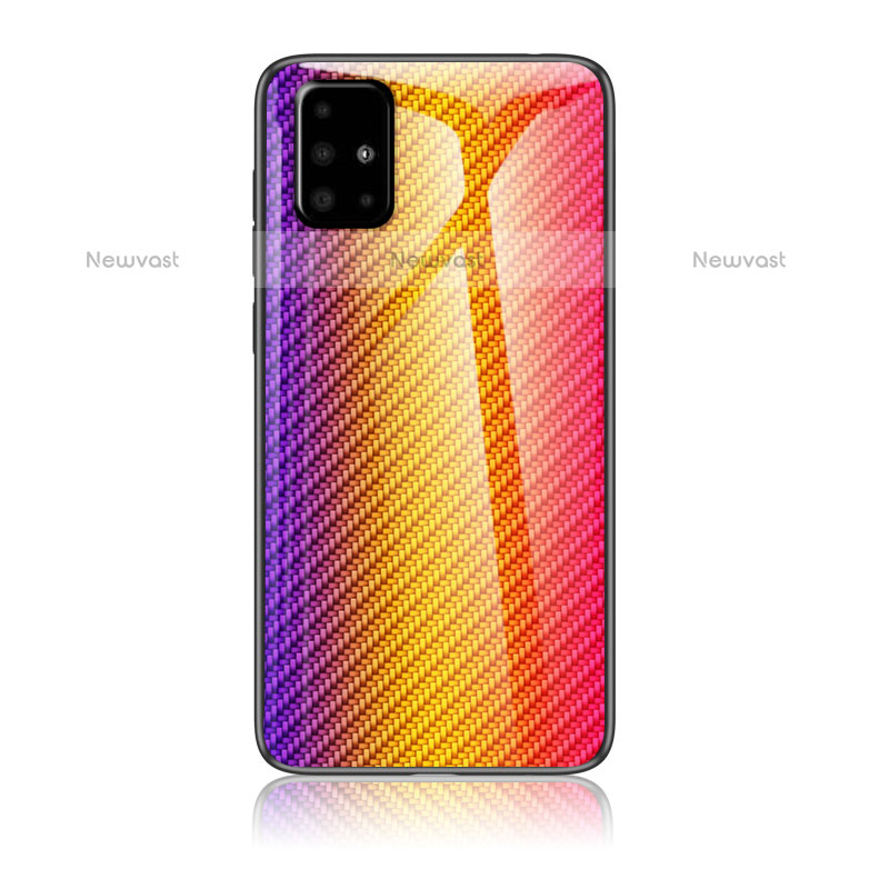 Silicone Frame Mirror Rainbow Gradient Case Cover LS2 for Samsung Galaxy A51 4G