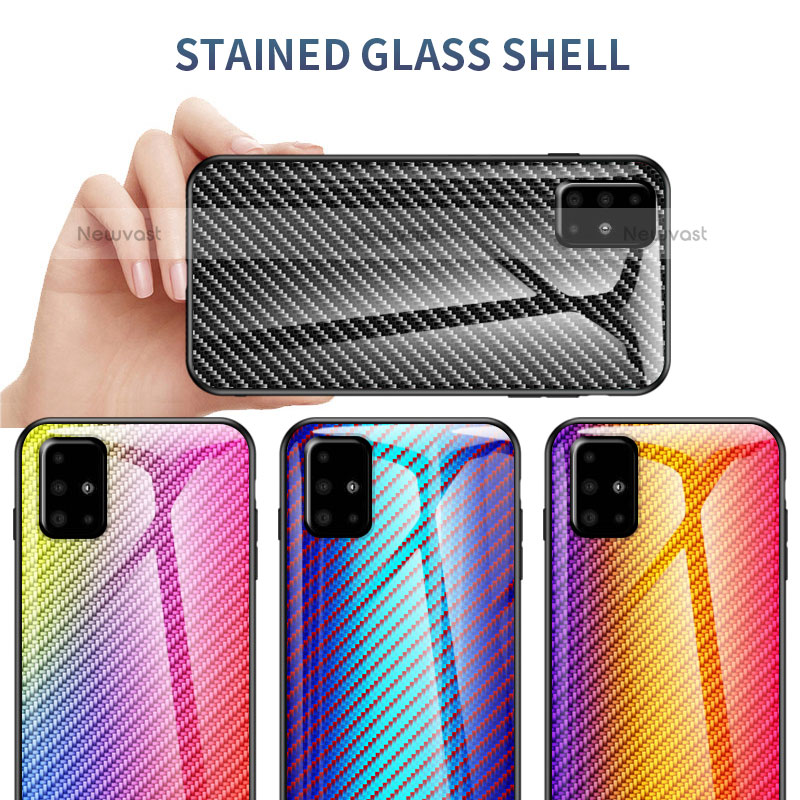 Silicone Frame Mirror Rainbow Gradient Case Cover LS2 for Samsung Galaxy A51 4G