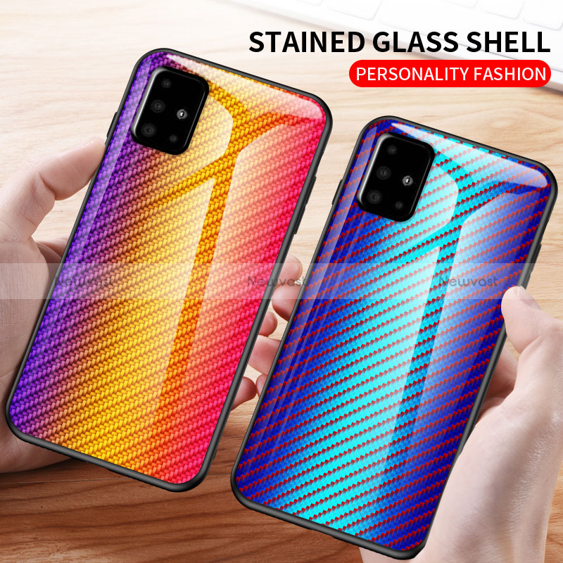 Silicone Frame Mirror Rainbow Gradient Case Cover LS2 for Samsung Galaxy A51 5G