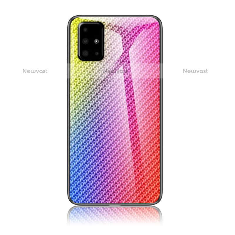 Silicone Frame Mirror Rainbow Gradient Case Cover LS2 for Samsung Galaxy A71 4G A715