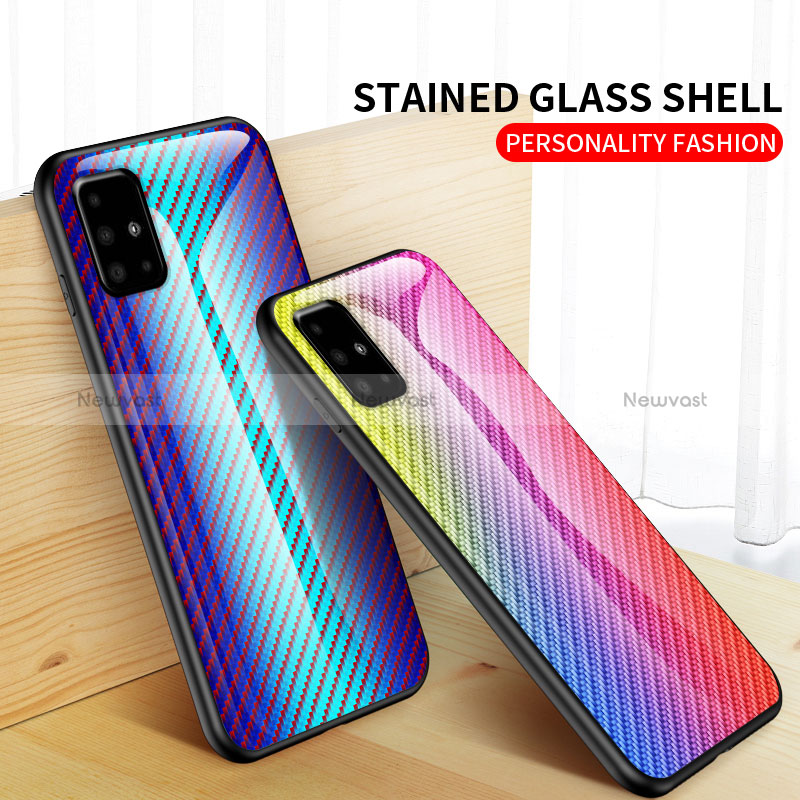 Silicone Frame Mirror Rainbow Gradient Case Cover LS2 for Samsung Galaxy A71 5G