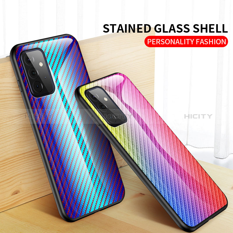 Silicone Frame Mirror Rainbow Gradient Case Cover LS2 for Samsung Galaxy A72 5G