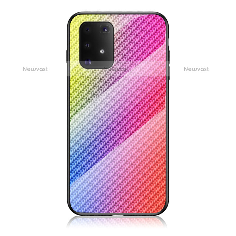 Silicone Frame Mirror Rainbow Gradient Case Cover LS2 for Samsung Galaxy A91