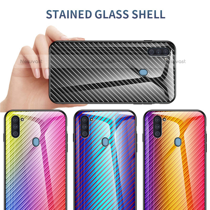 Silicone Frame Mirror Rainbow Gradient Case Cover LS2 for Samsung Galaxy M11