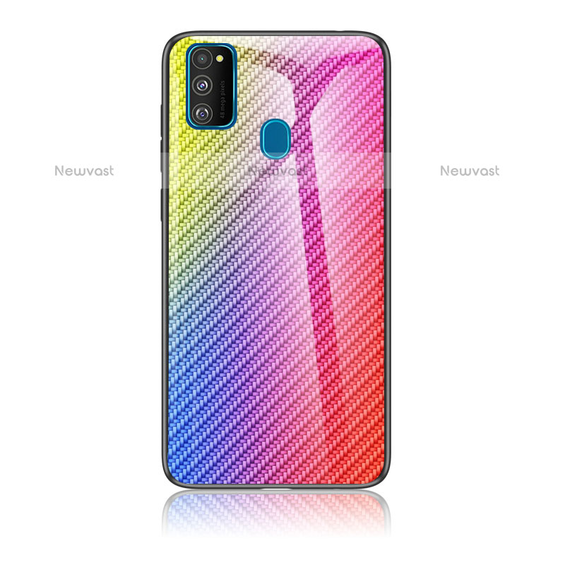 Silicone Frame Mirror Rainbow Gradient Case Cover LS2 for Samsung Galaxy M21