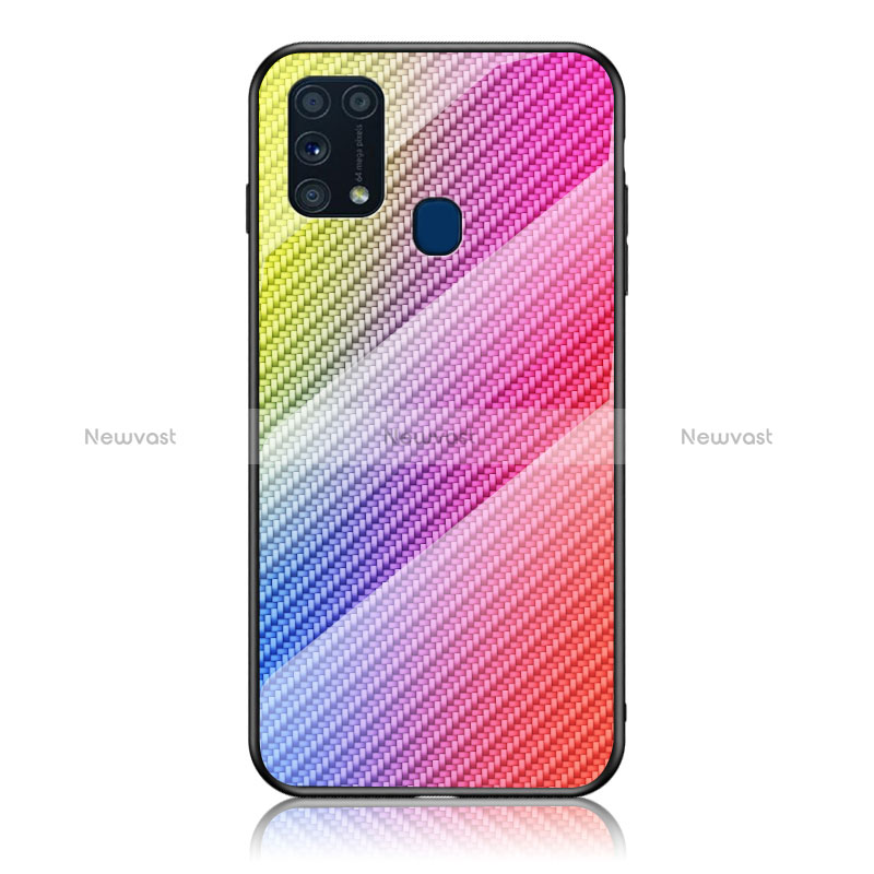 Silicone Frame Mirror Rainbow Gradient Case Cover LS2 for Samsung Galaxy M21s