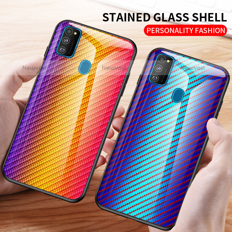 Silicone Frame Mirror Rainbow Gradient Case Cover LS2 for Samsung Galaxy M30s