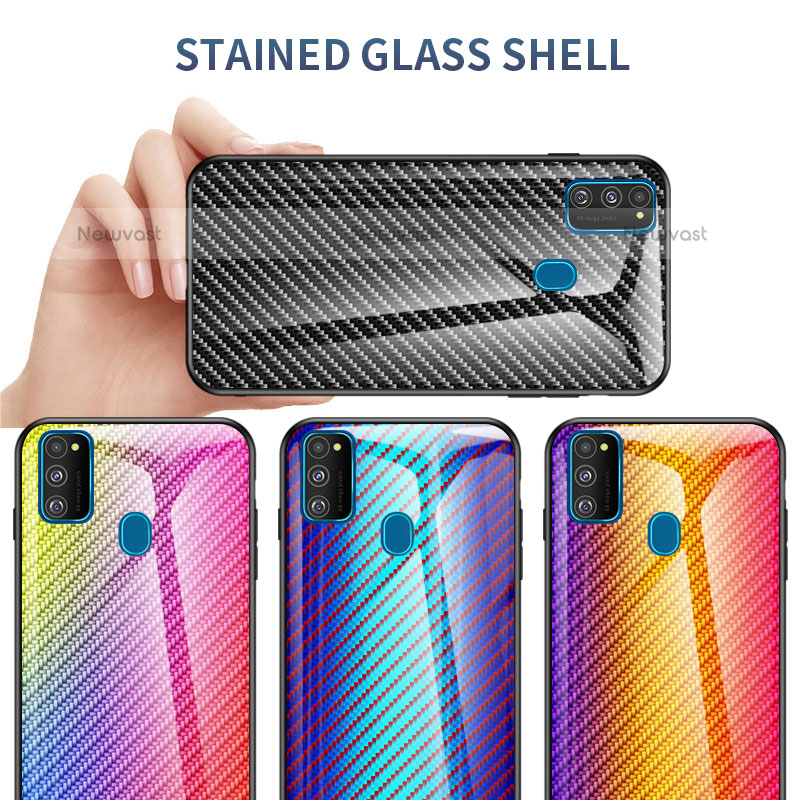 Silicone Frame Mirror Rainbow Gradient Case Cover LS2 for Samsung Galaxy M30s