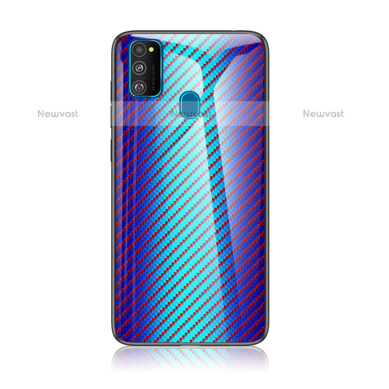 Silicone Frame Mirror Rainbow Gradient Case Cover LS2 for Samsung Galaxy M30s Blue
