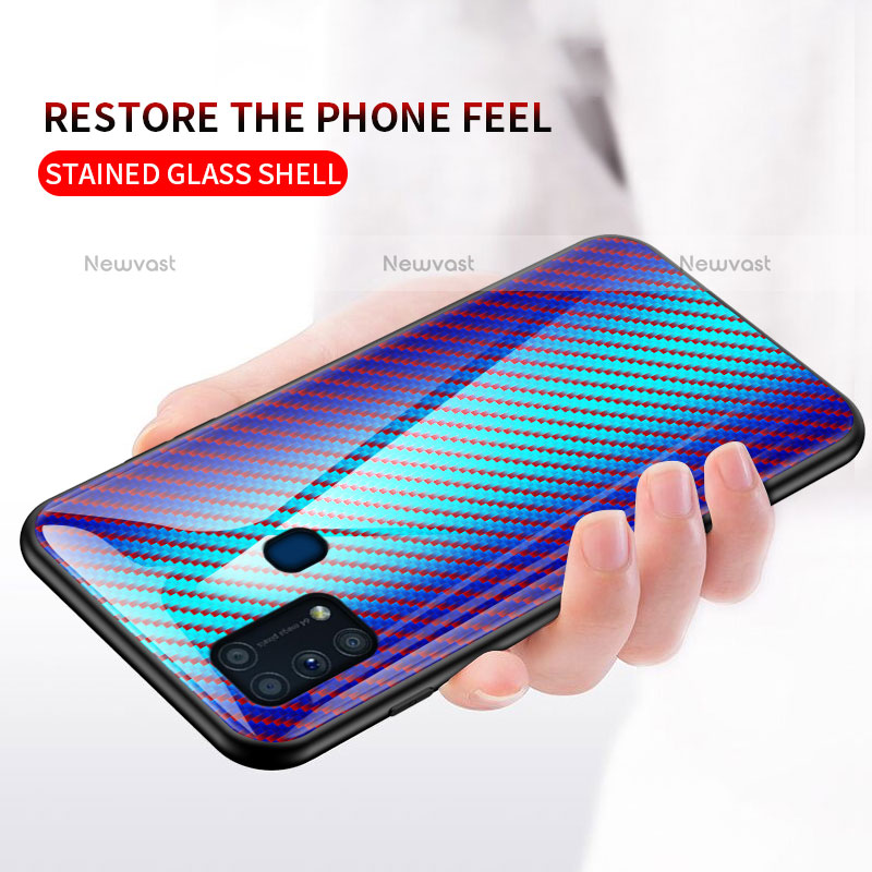 Silicone Frame Mirror Rainbow Gradient Case Cover LS2 for Samsung Galaxy M31
