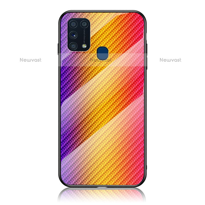 Silicone Frame Mirror Rainbow Gradient Case Cover LS2 for Samsung Galaxy M31 Prime Edition