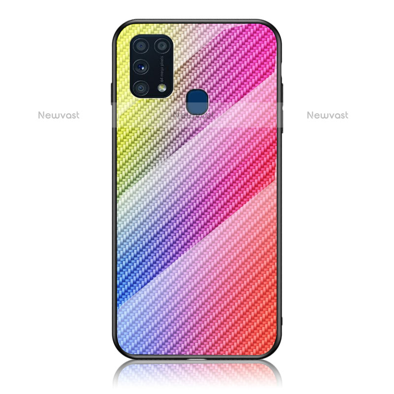 Silicone Frame Mirror Rainbow Gradient Case Cover LS2 for Samsung Galaxy M31 Prime Edition