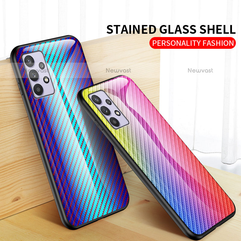 Silicone Frame Mirror Rainbow Gradient Case Cover LS2 for Samsung Galaxy M32 5G