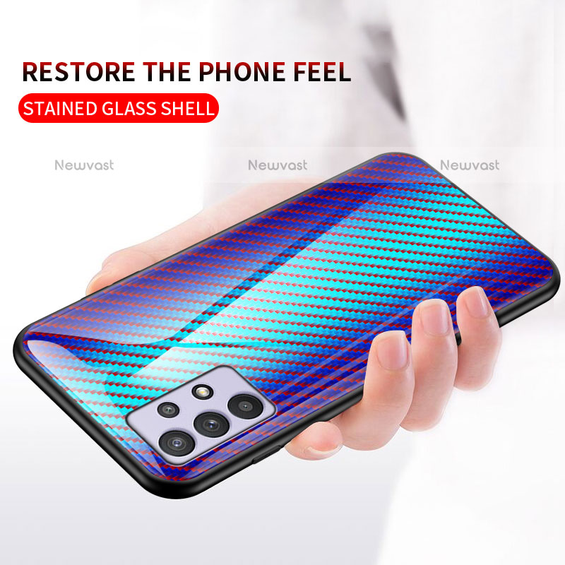 Silicone Frame Mirror Rainbow Gradient Case Cover LS2 for Samsung Galaxy M32 5G