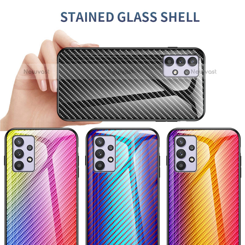 Silicone Frame Mirror Rainbow Gradient Case Cover LS2 for Samsung Galaxy M32 5G