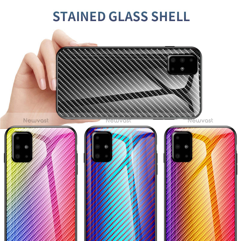 Silicone Frame Mirror Rainbow Gradient Case Cover LS2 for Samsung Galaxy M40S