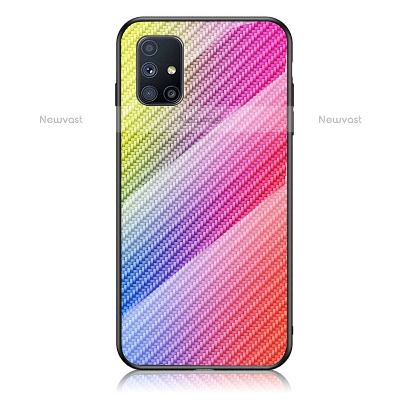 Silicone Frame Mirror Rainbow Gradient Case Cover LS2 for Samsung Galaxy M51