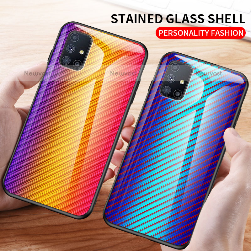 Silicone Frame Mirror Rainbow Gradient Case Cover LS2 for Samsung Galaxy M51