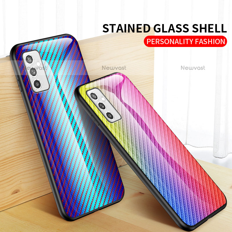 Silicone Frame Mirror Rainbow Gradient Case Cover LS2 for Samsung Galaxy M52 5G