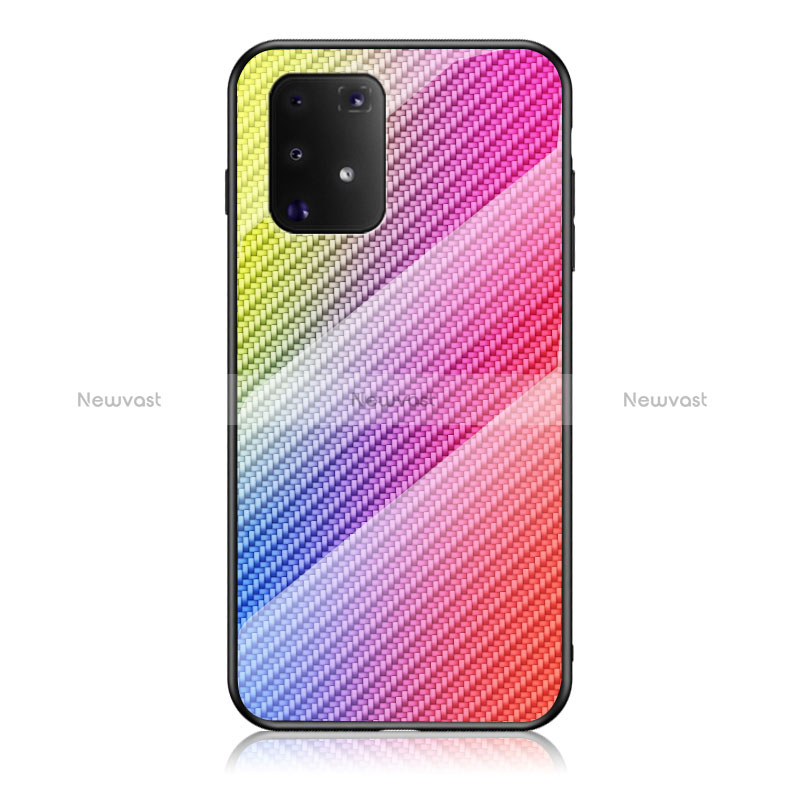 Silicone Frame Mirror Rainbow Gradient Case Cover LS2 for Samsung Galaxy M80S