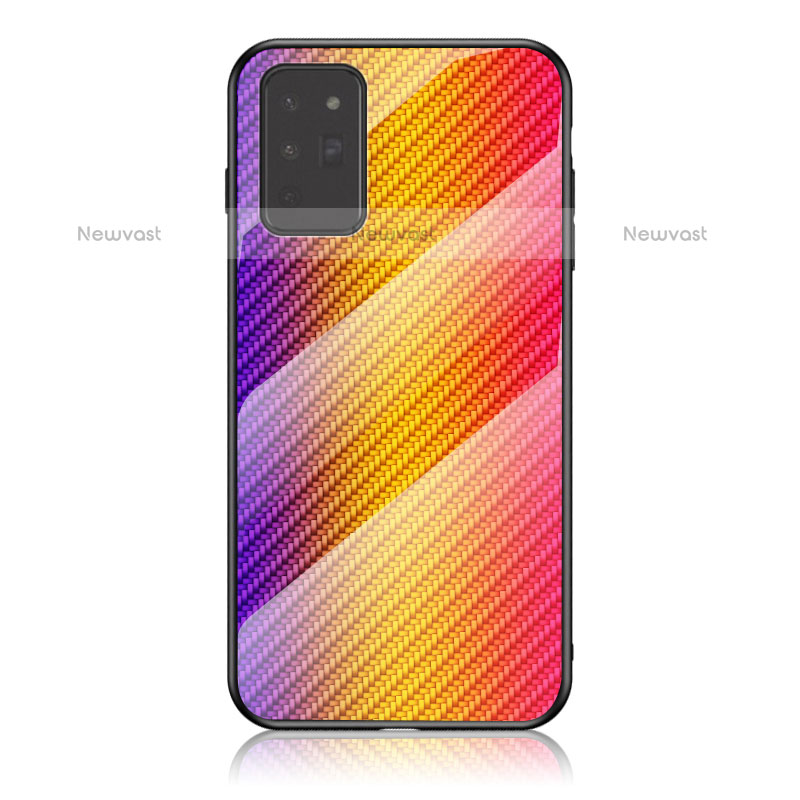 Silicone Frame Mirror Rainbow Gradient Case Cover LS2 for Samsung Galaxy Note 20 5G Orange